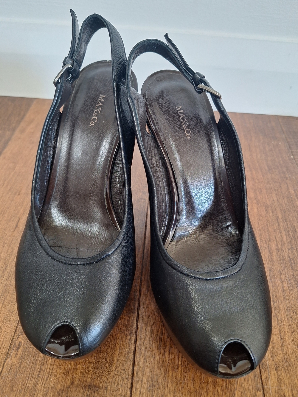 MAX & Co. Black Peep-Toe Slingback Pumps
